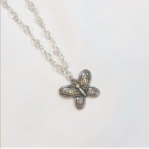 NEW SILVER & SWAROVSKI BUTTERFLY NECKLACE